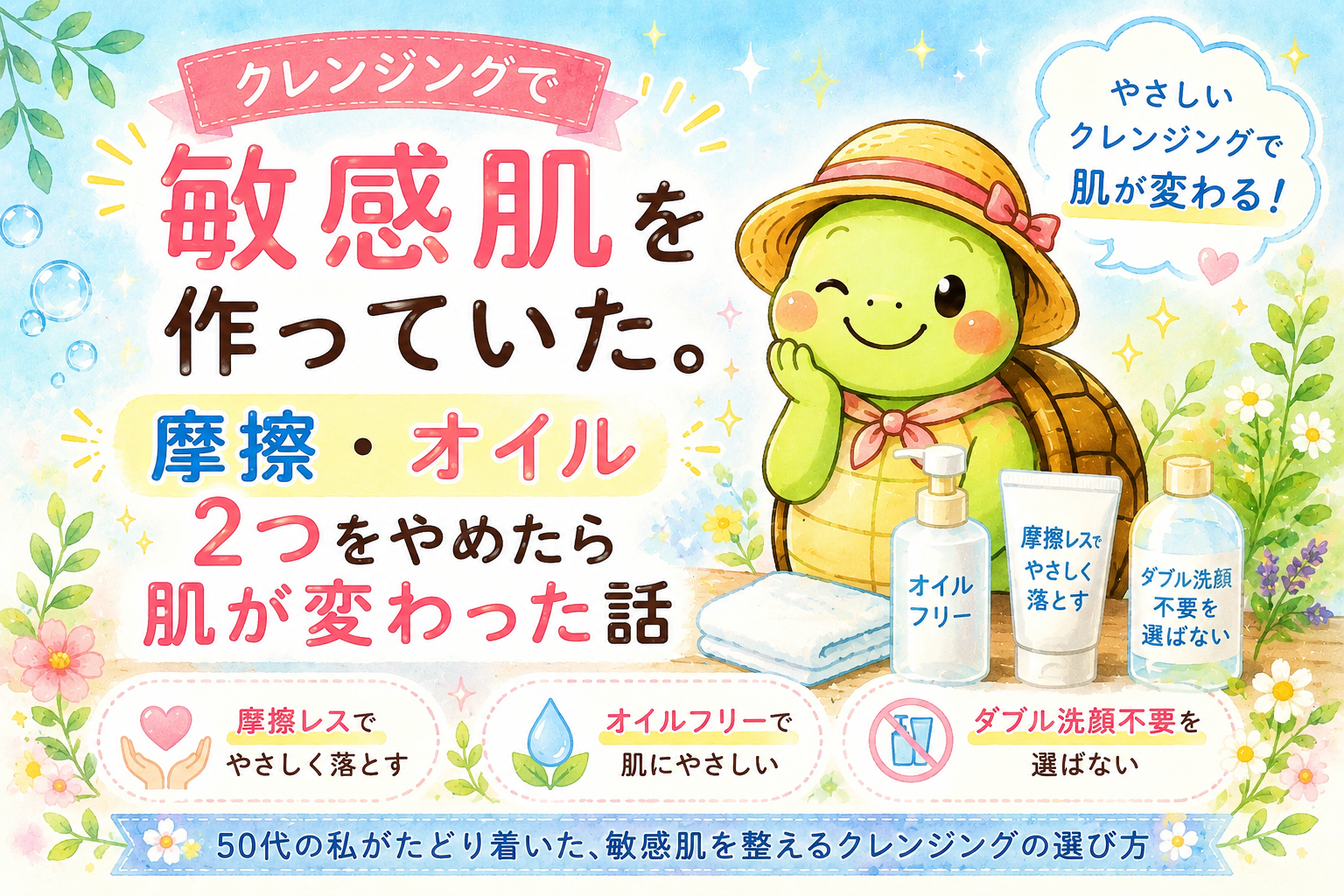 クレンジング 敏感肌 摩擦 オイルフリー