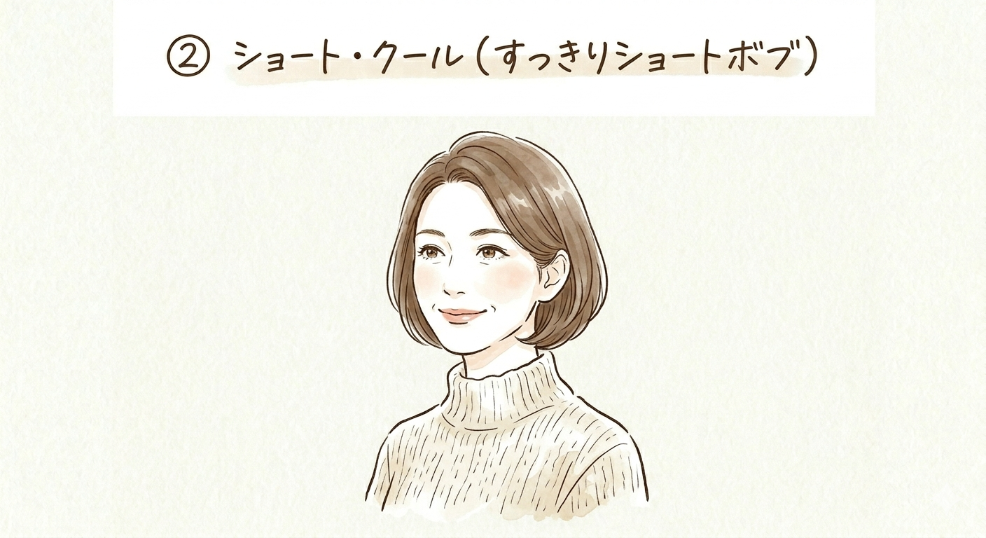 すっきりショートボブのイラスト