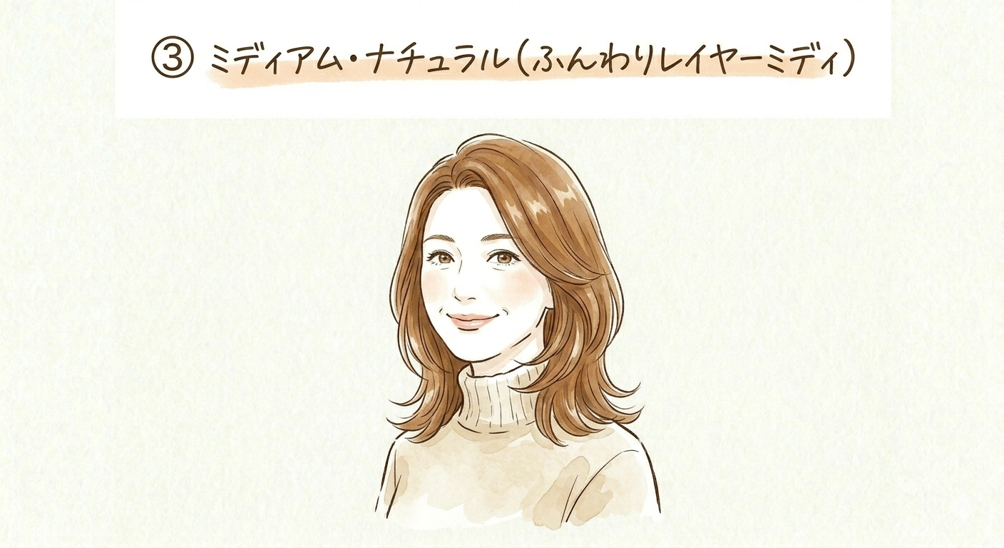 ふんわりレイヤーミディのイラスト