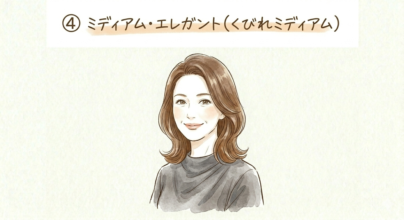 上品なくびれミディアムのイラスト