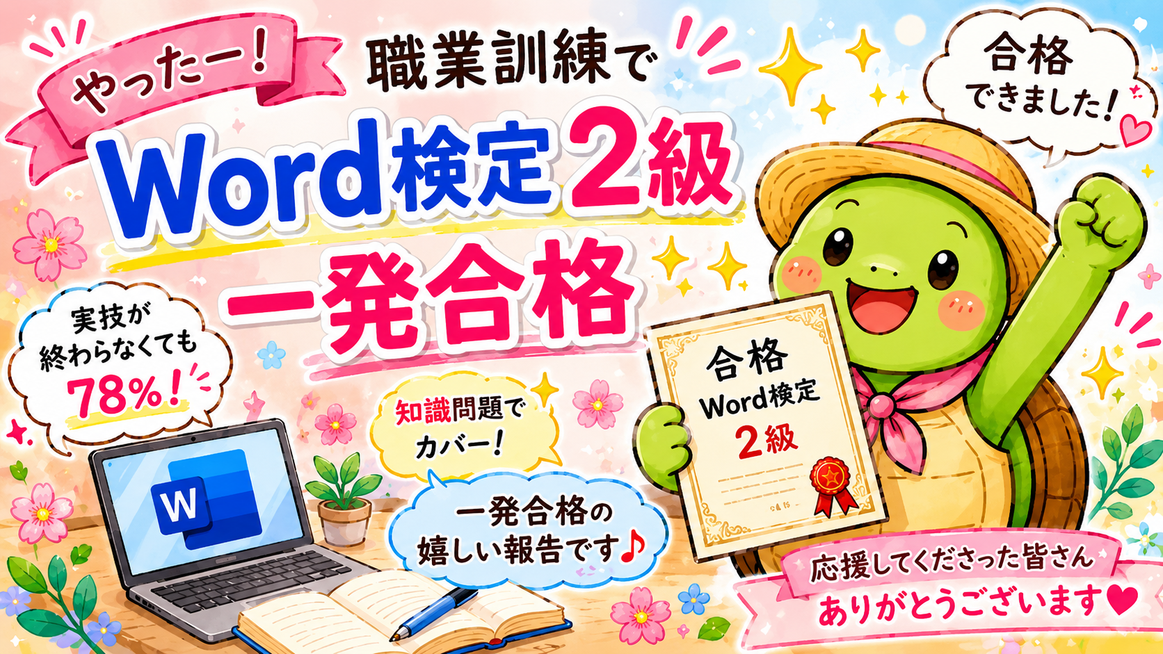 Word検定 2級 職業訓練 合格
