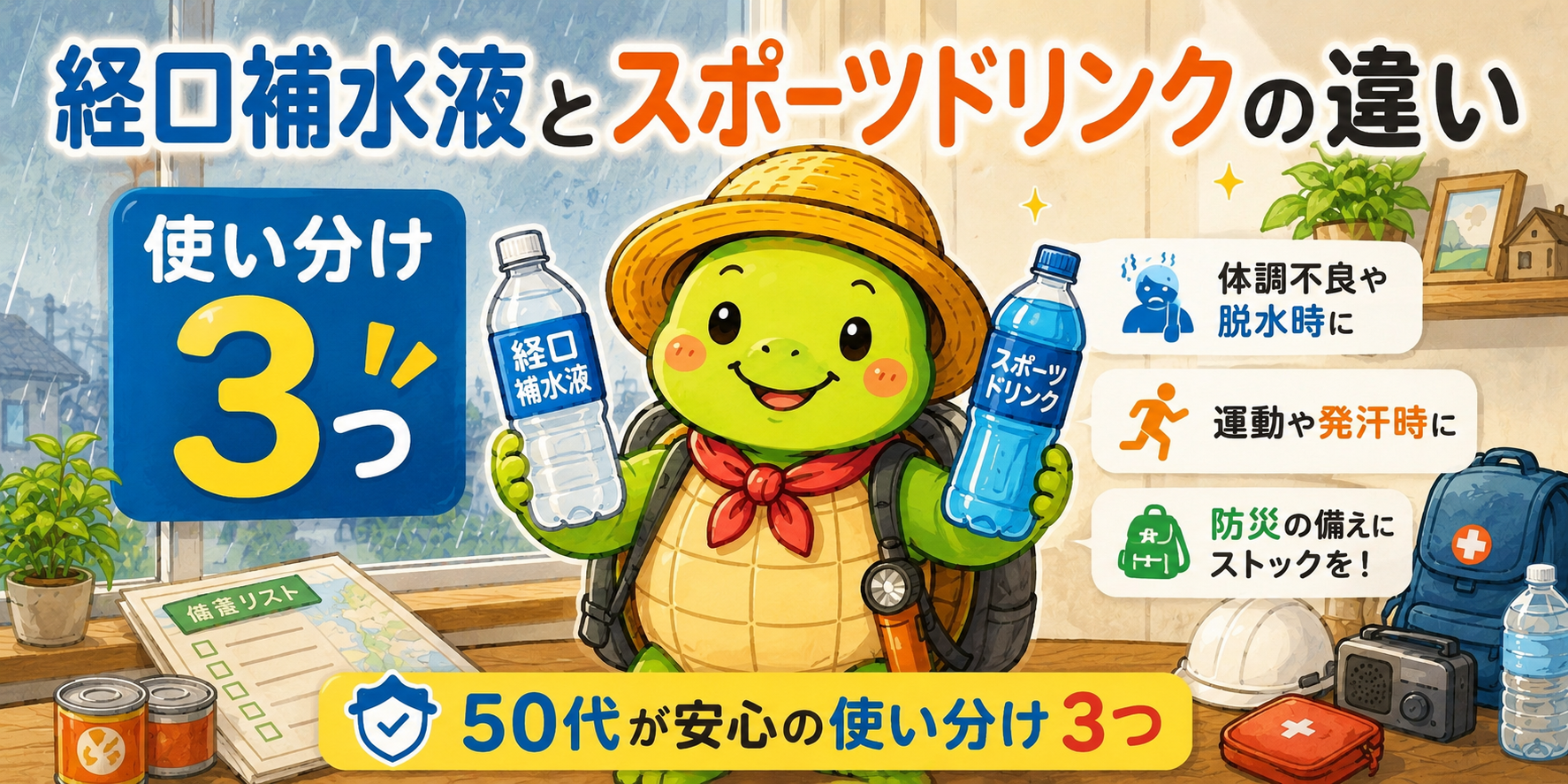 経口補水液 スポーツドリンク 違い 使い分け 熱中症 50代