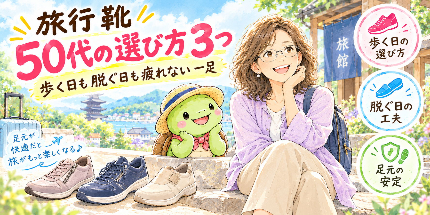 旅行 靴 50代 歩きやすい スニーカー 選び方→