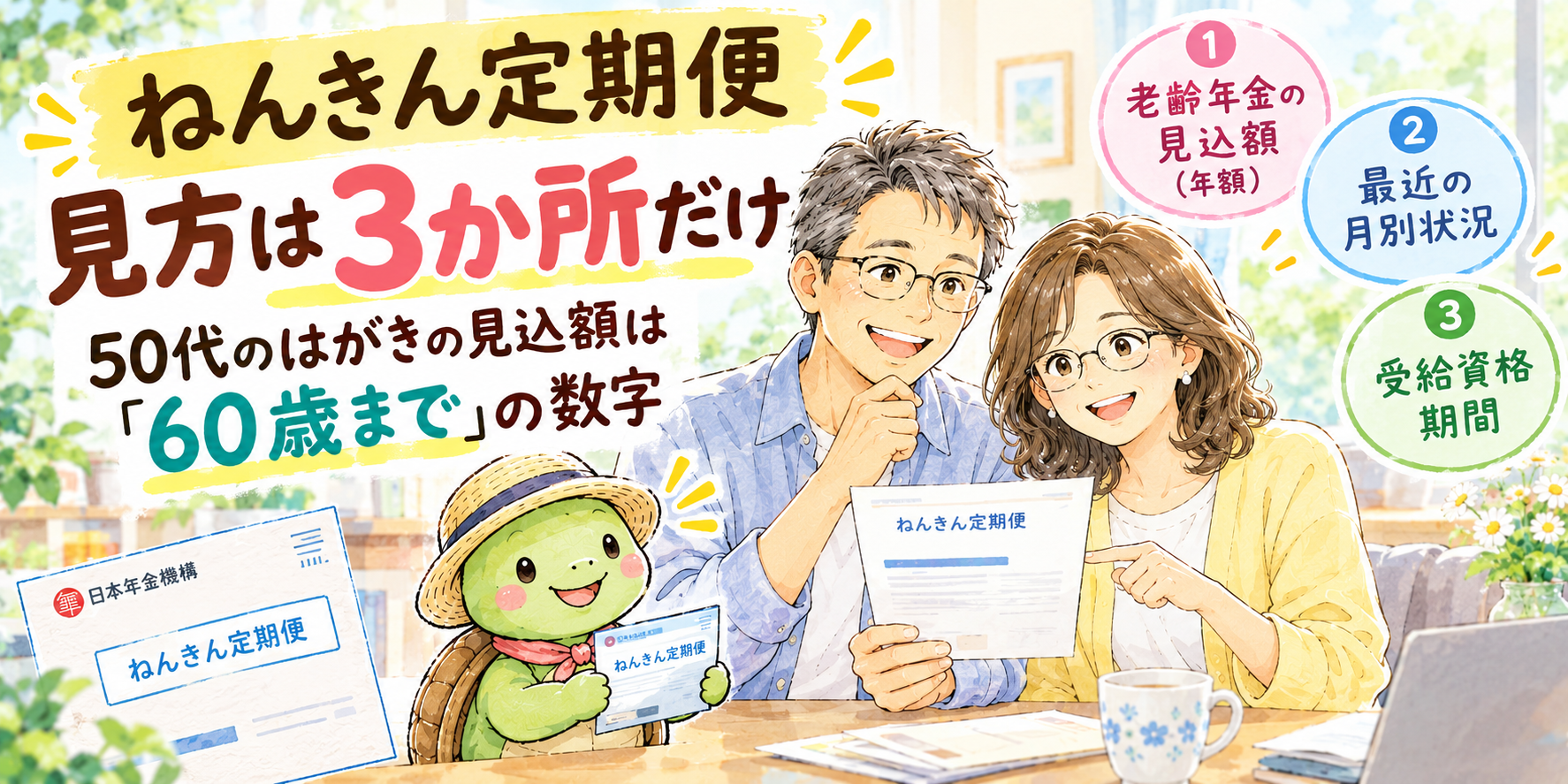 ねんきん定期便 見方 50代 はがき 見込額 年金